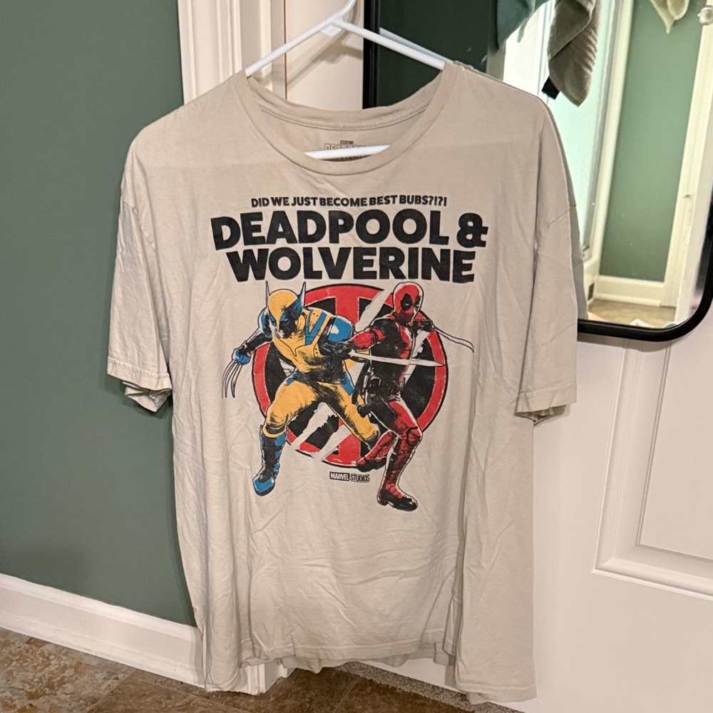Marvel Beige Deadpool & Wolverine Graphic Tee